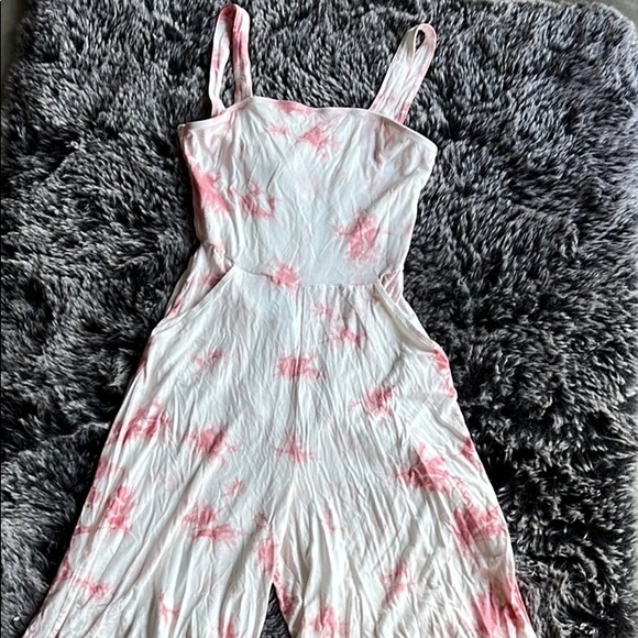 Nordstrom Girls’ Got Your Back Print Tie Back Jumpsuit In Pink Lotus Tie Dye NWT - Picture 2 of 7